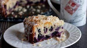 Buttermilk Blueberry Breakfast Cake with Lemon Glaze